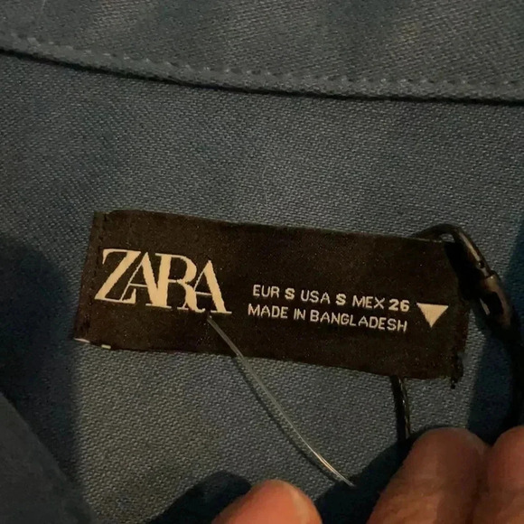 Zara Utility dress Cobalt blue Button up Collared NWT Size S Retro Casual NWT - Picture 4 of 11